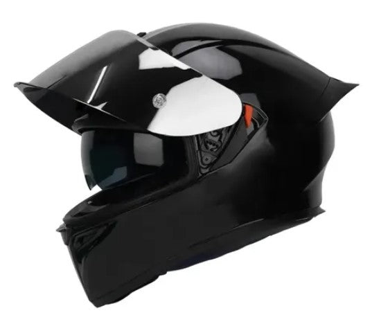 CASCO MOTO BIHR NEGRO BRILLO DOBLE VISOR POLARIZADO