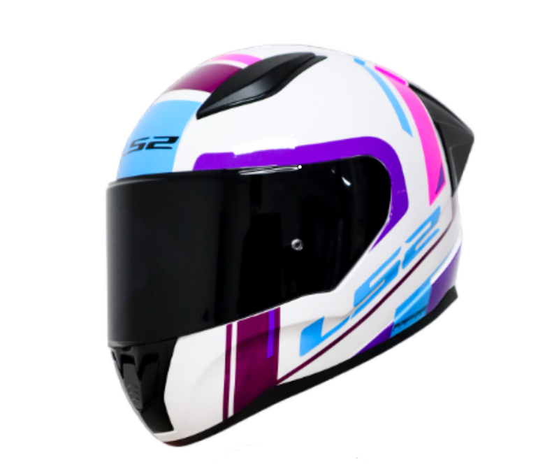 CASCO PARA MOTO LS2 NS353 CHOS BLANCO/PURPURA
