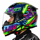 Casco Moto Integral Ls2 Ff812 Mini Svent Azul Verde Brillo