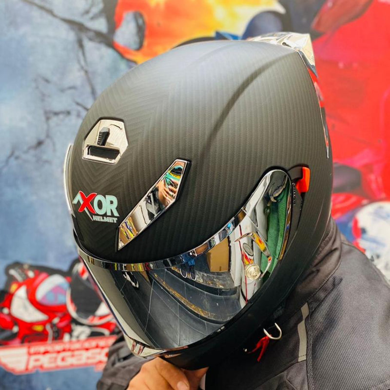 CASCO MOTO AXOR K5 NO BIHR FIBRA CARBONO DOBLE VISOR ESPEJO