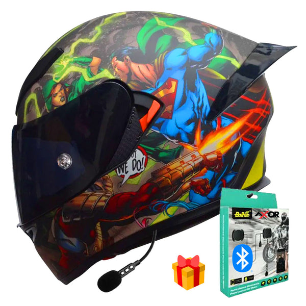 CASCO MOTO AXOR EX BIHR SUPER HEROES POLARIZADO DOBLE VISOR