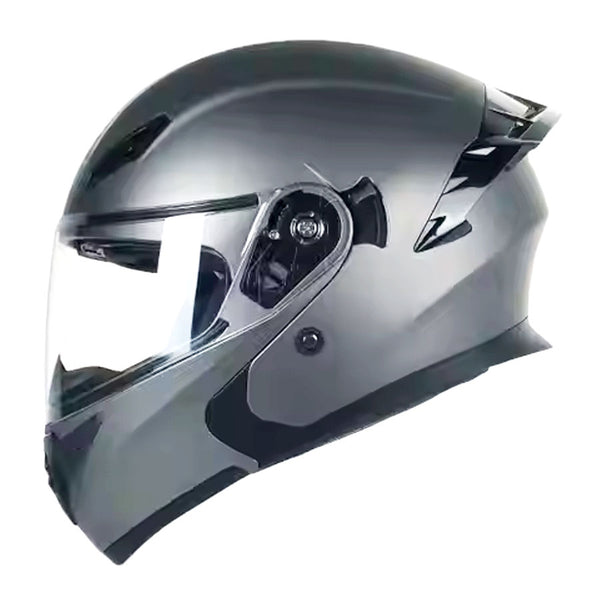 CASCO MOTO CES ARTICULADO DOBLE VISOR CERTIFICADO GRIS MATE