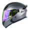 CASCO MOTO CES ARTICULADO DOBLE VISOR CERTIFICADO GRIS MATE REVO LILA