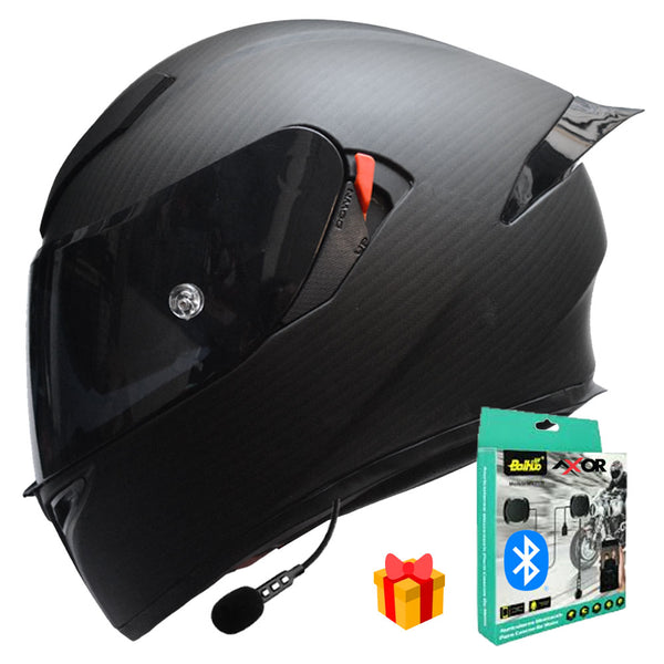 CASCO MOTO AXOR EX BIHR FIBRA DE CARBONO NEGRO DOBLE VISOR