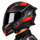 CASCO MOTO CES ARTICULADO DOBLE VISOR CERTIFICADO ROJO NEGRO