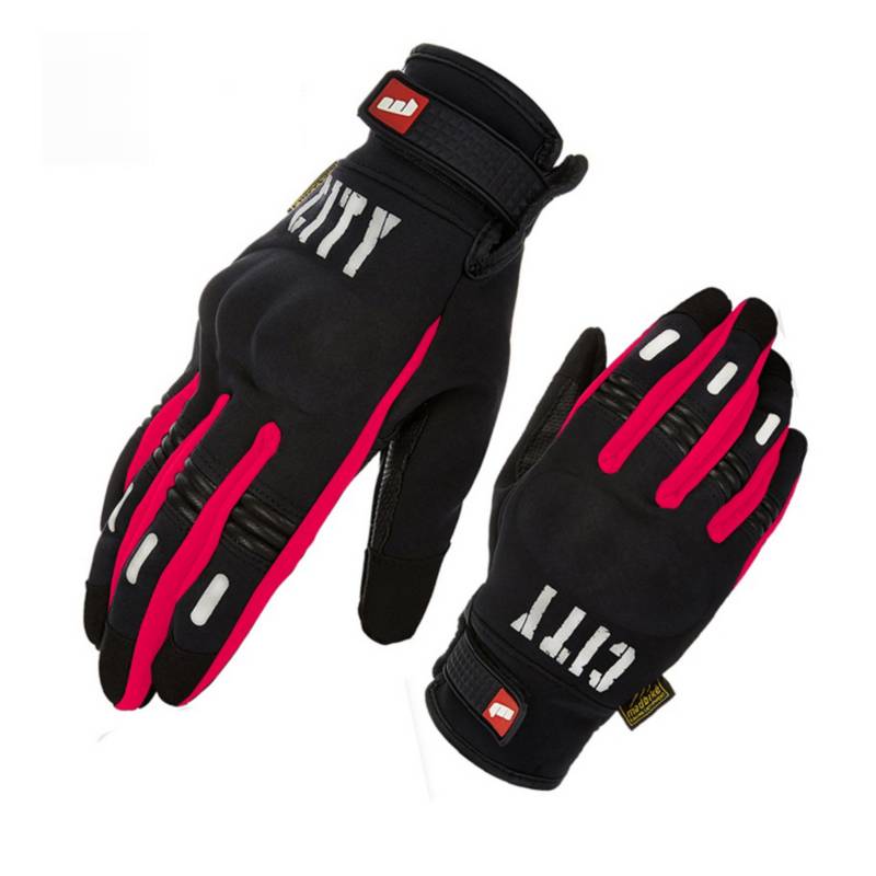 GUANTES MOTO CITY IMPERMEABLE NEGRO ROJO CON SISTEMA TACTIL