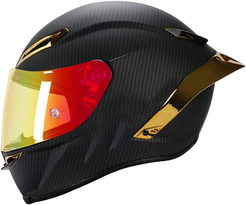 CASCO MOTO AXOR GP FIBRA DE CARBONO MATE ALERON DORADO