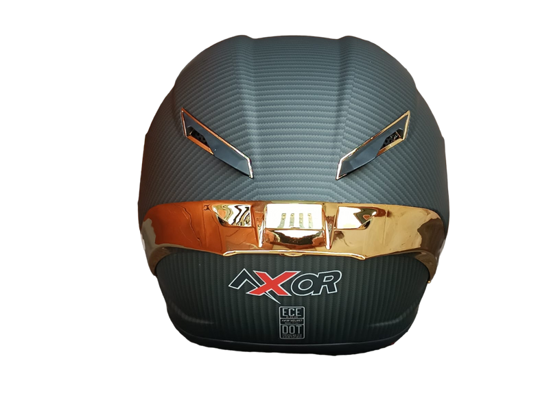 CASCO MOTO AXOR GP FIBRA DE CARBONO MATE ALERON DORADO