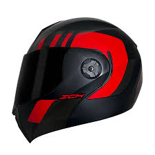 CASCO ICH ABATIBLE LOKHED ROJO NEGRO MATE