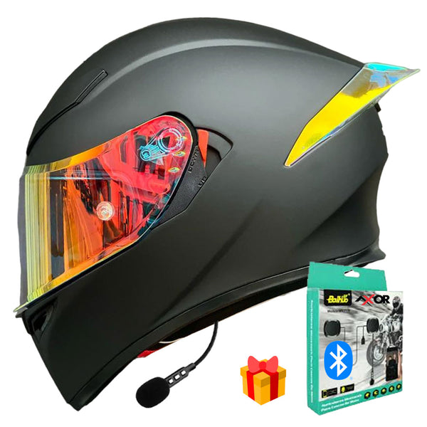 CASCO MOTO AXOR EX BIHR DORADO NEGRO MATE DOBLE VISOR