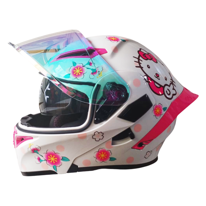 CASCO ABATIBLE HELLO KITTY EX SOMAN BLANCO CON ROSADO