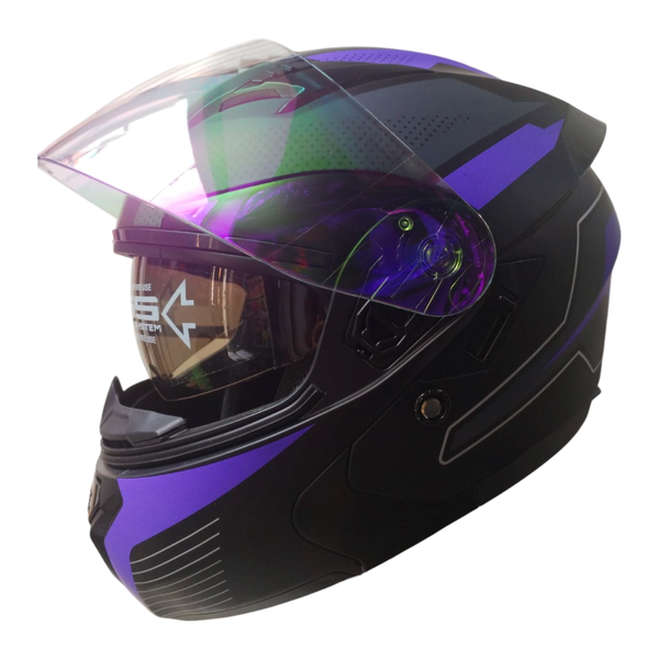 CASCO REVOX MOTO ARTICULADO DOBLE VISOR DIURNO LILA