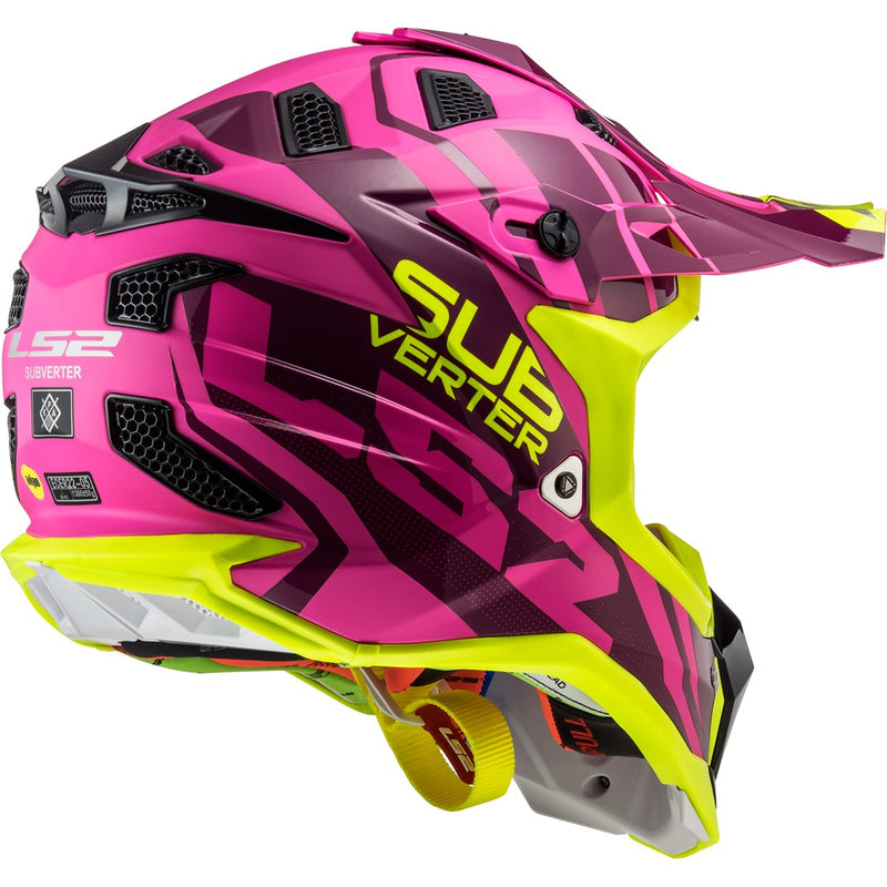 CASCO MOTO MUJER CROSS LS2 MX470 ROSADO/AMARILLO