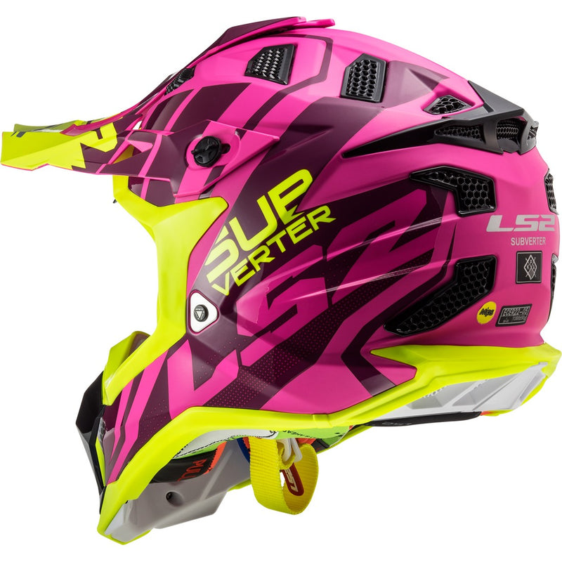 CASCO MOTO MUJER CROSS LS2 MX470 ROSADO/AMARILLO – Importaciones