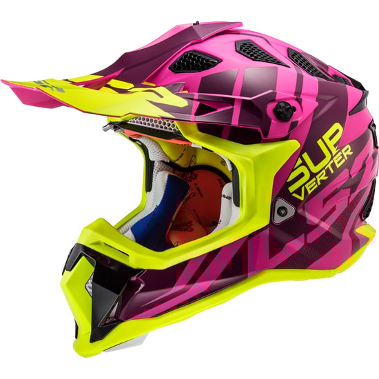 CASCO MOTO MUJER CROSS LS2 MX470 ROSADO/AMARILLO