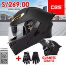 CASCO MOTO CES EX SOMAN ABATIBLE NEGRO MATE ZAFIRO