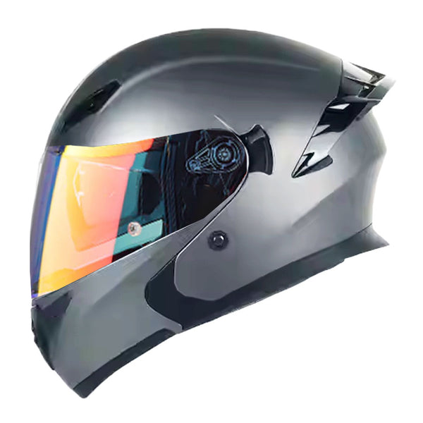 CASCO MOTO CES ARTICULADO DOBLE VISOR CERTIFICADO GRIS MATE REVO ROJO
