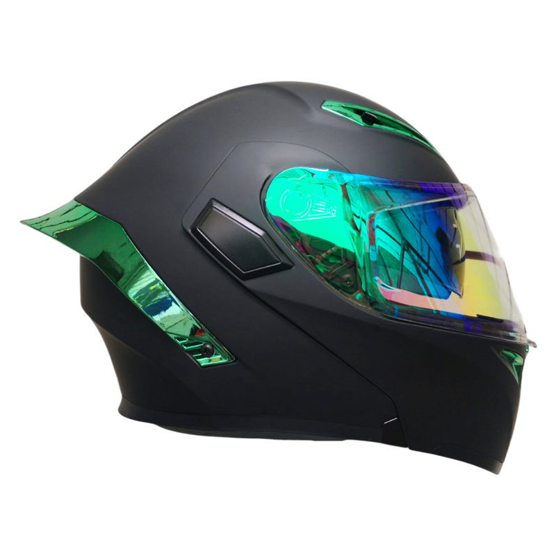 CASCO MOTO CES ABATIBLE EX SOMAN NEGRO VERDE ZAFIRO