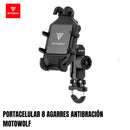 PORTACELULAR MOTOWOLF ANTIVIBACIÓN 8 AGARRES 360° PARA MANILLAR