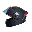 CASCO PARA MOTO XTREME NEGRO VISOR ROSADO ALERON CROMADO