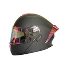 CASCO PARA MOTO XTREME NEGRO VISOR ROSADO ALERON CROMADO
