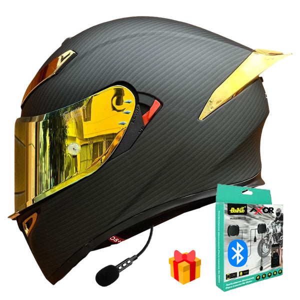 CASCO MOTO AXOR EX BIHR ZAFIRO GOLDEN DORADO DOBLE VISOR