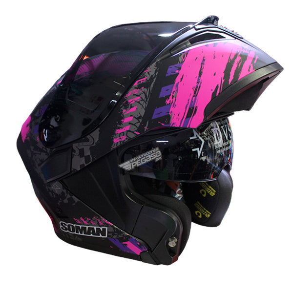 CASCO MOTO SOMAN ABATIBLE MORADO POLARIZADO