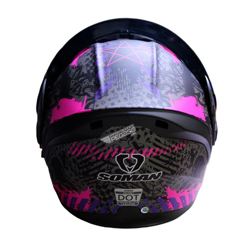 CASCO MOTO SOMAN ABATIBLE MORADO POLARIZADO