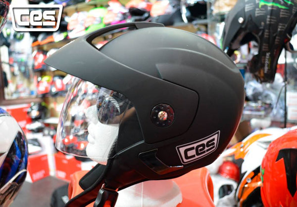 CASCO CES SEMI ABIERTO MOTO CLASICO NEGRO MATE