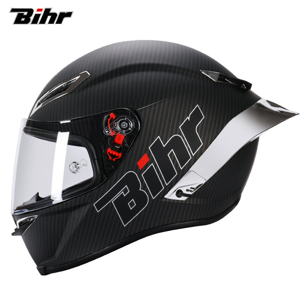 CASCO MOTO BIHR FIBRA DE CARBONO MATE ALERON ESPEJADO