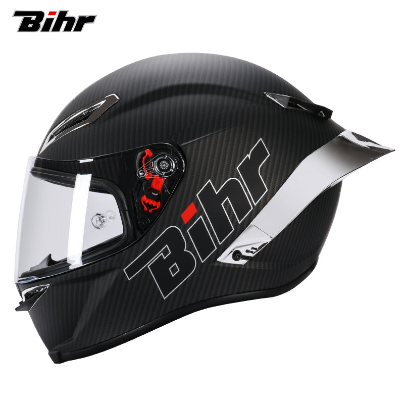 CASCO MOTO BIHR FIBRA DE CARBONO MATE ALERON ESPEJADO