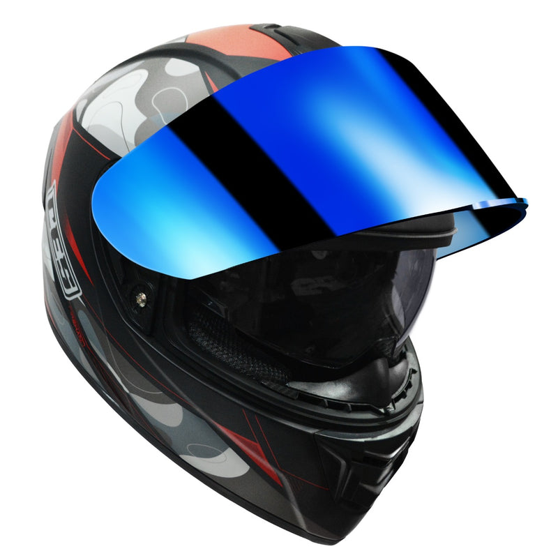 CASCO MOTO CES DOBLE VISOR CON ALERON CAMU ROJO IRIDIUM AZUL