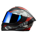 CASCO MOTO CES DOBLE VISOR CON ALERON CAMU ROJO IRIDIUM AZUL