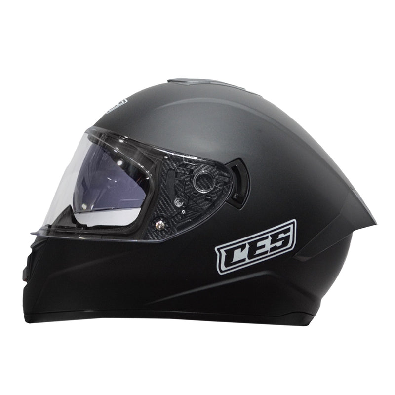 CASCO MOTO CES DOBLE VISOR CON ALERON NEGRO MATE