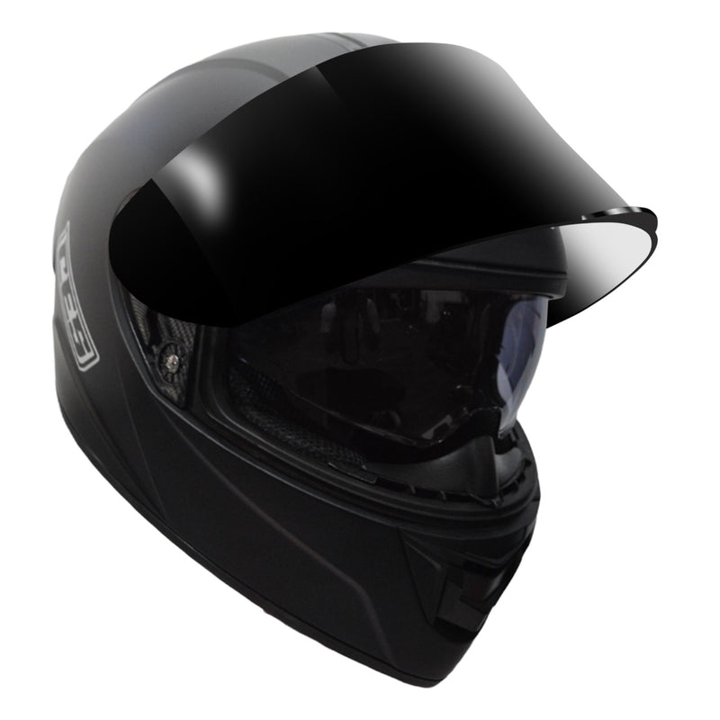 CASCO MOTO CES DOBLE VISOR CON ALERON NEGRO MATE POLARIZADO