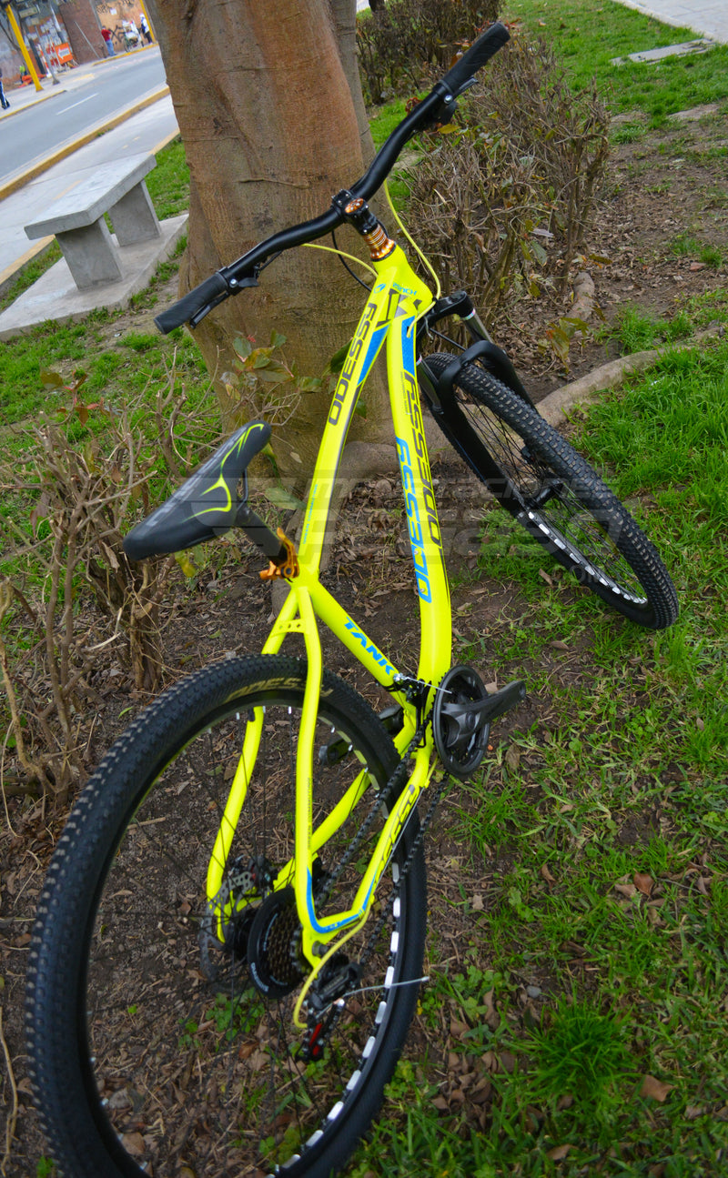 BICICLETA MONTAÑERA ODESSY TANK 21V ARO 29 VERDE NEON/AZUL
