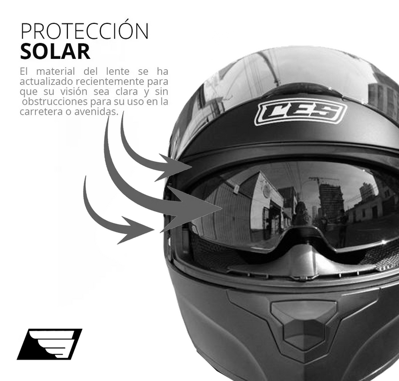 CASCO MOTO CES DOBLE VISOR CON ALERON NEGRO MATE POLARIZADO